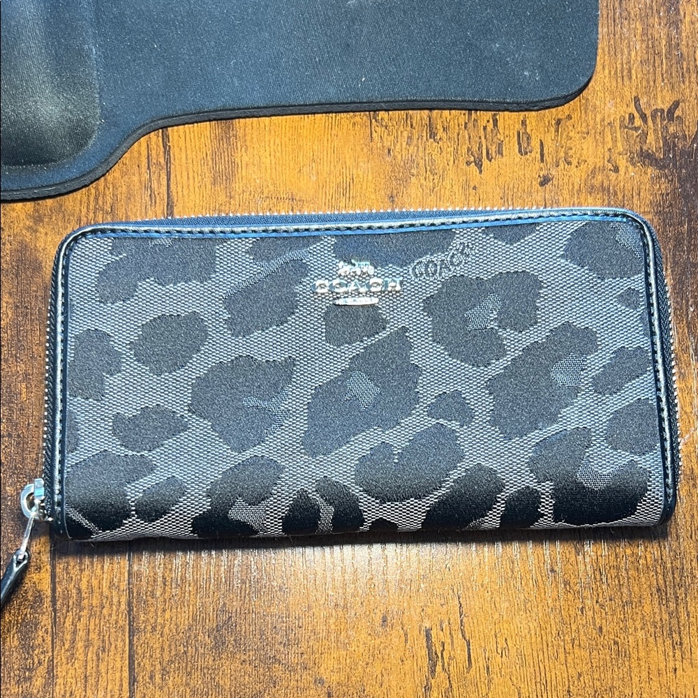 Coach Black and Gray Animal Print Wallet